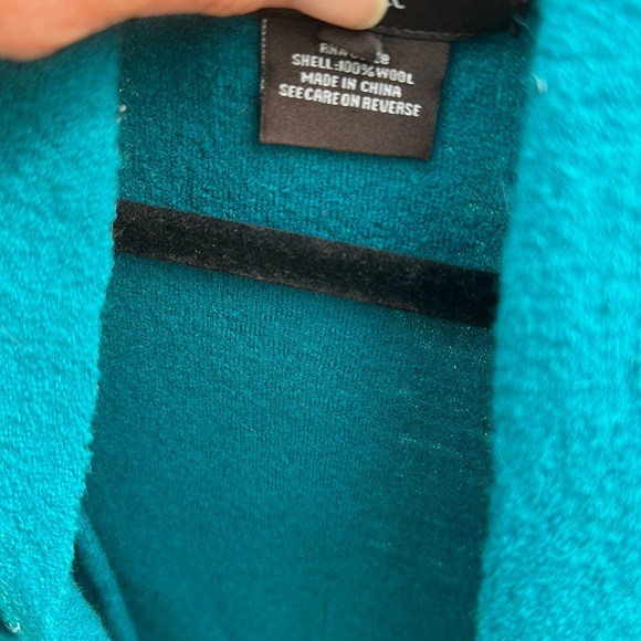 Luii teal wool cardigan jacket Anthropologie anthro large l ruffles - Picture 13 of 17